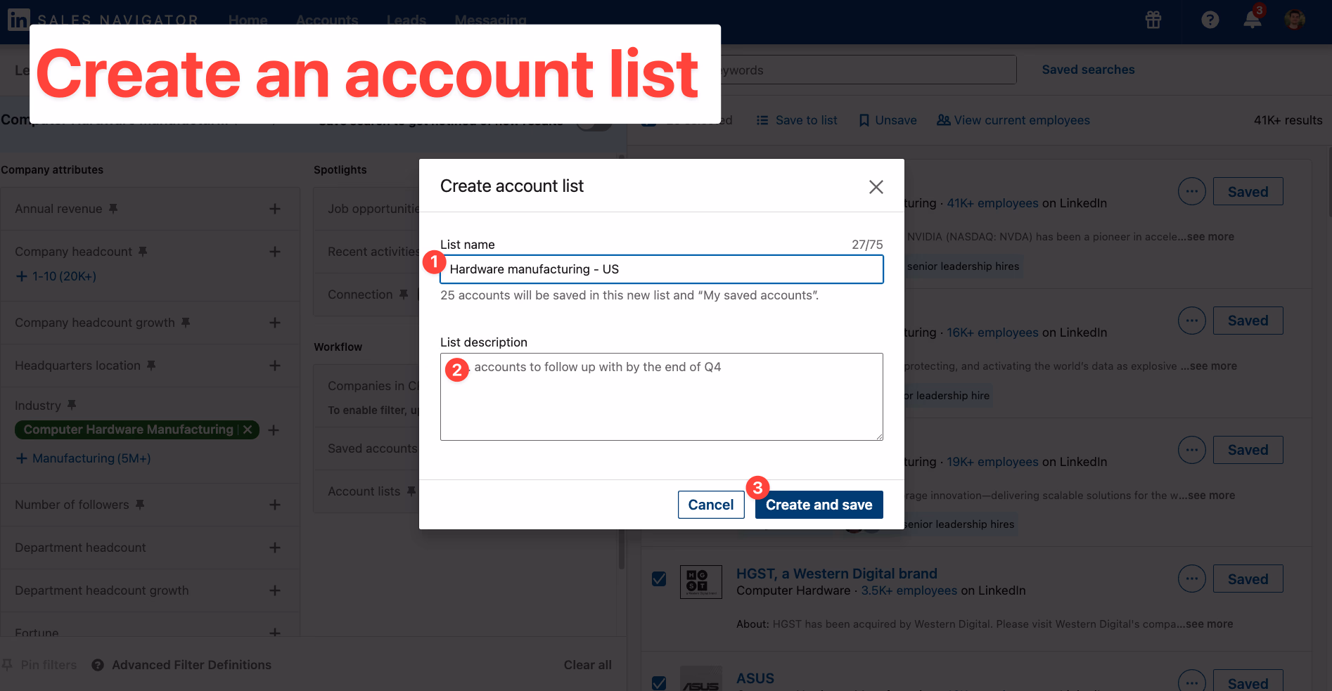 How to create an account list on LinkedIn Sales Navigator