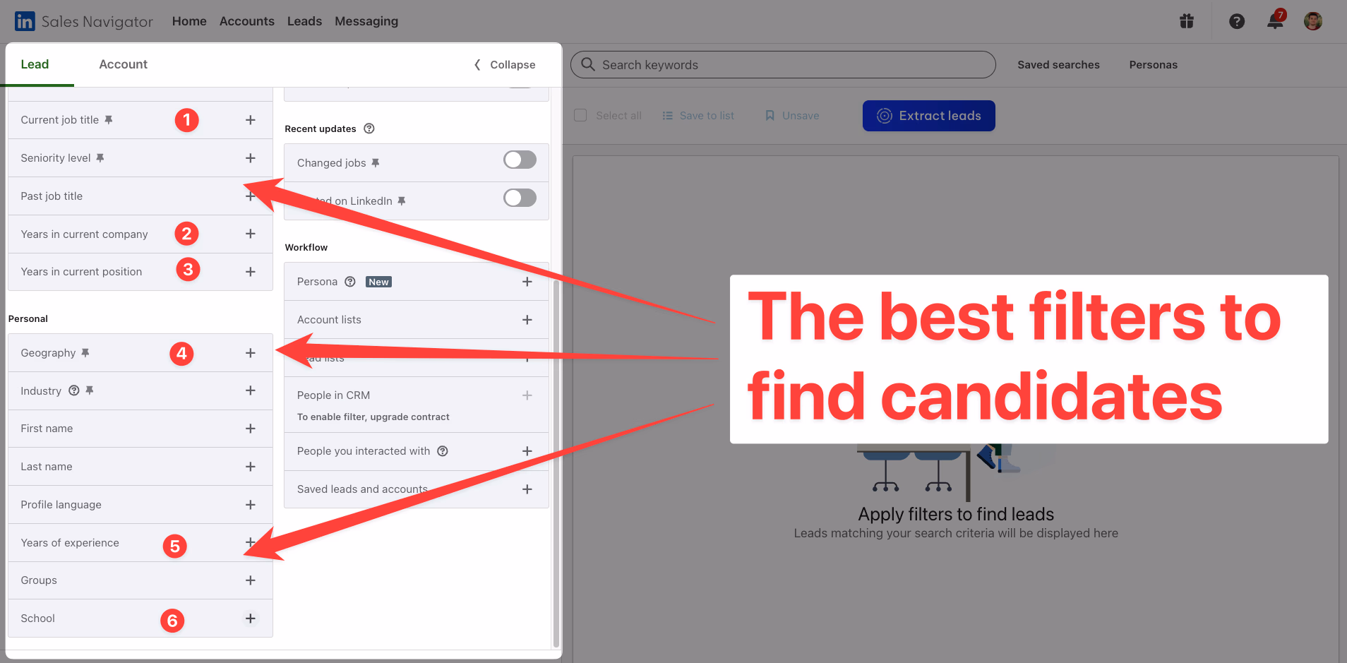 How to use Sales Navigator lead filters to find candidates