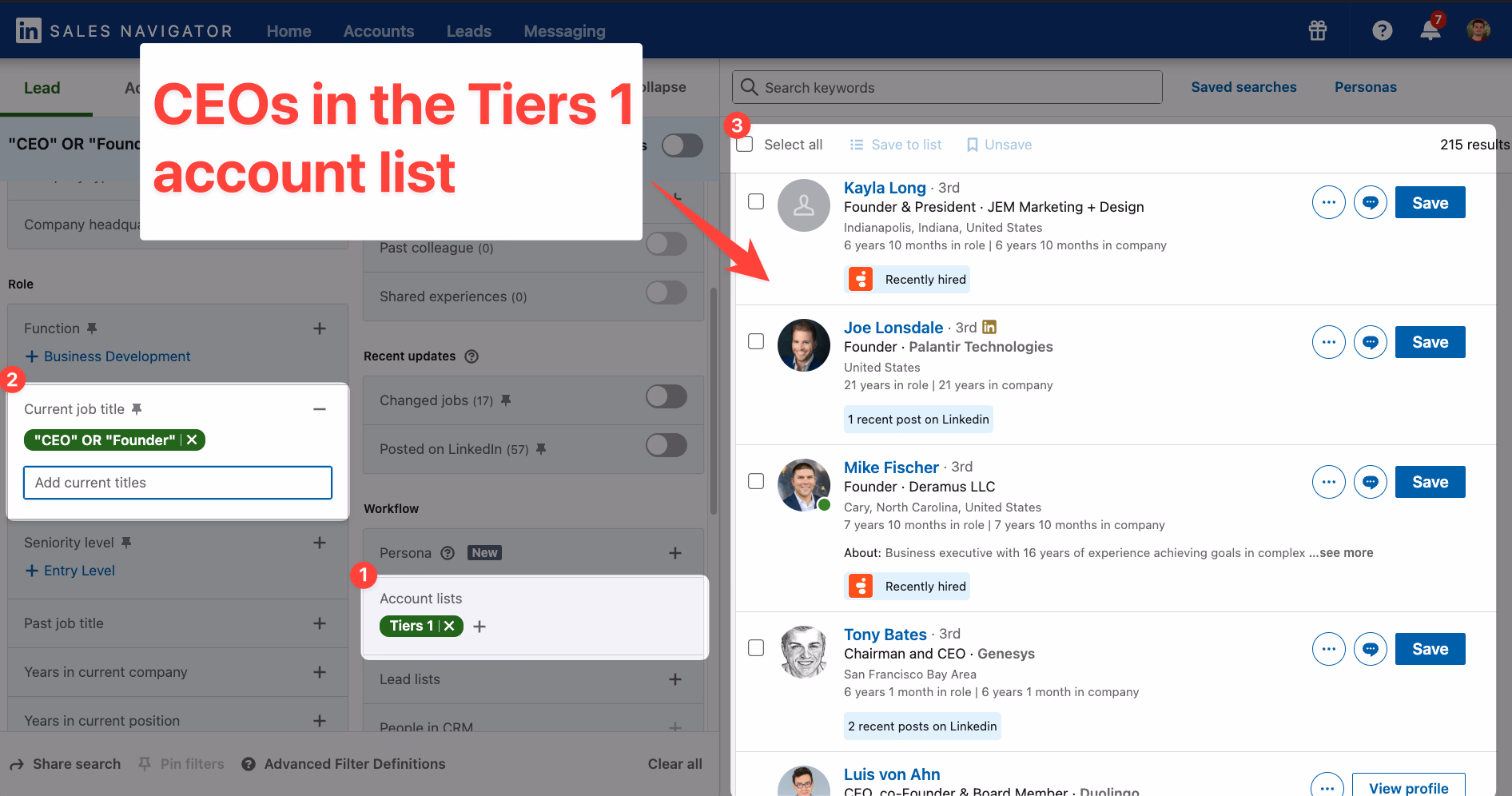 Decision makers found in Tier 1 account list