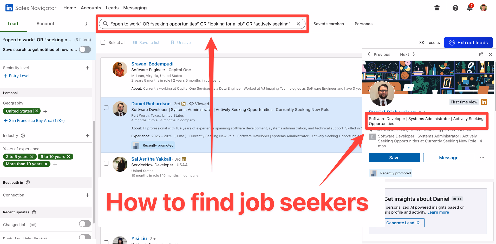 How to find job seekers on Sales Navigator