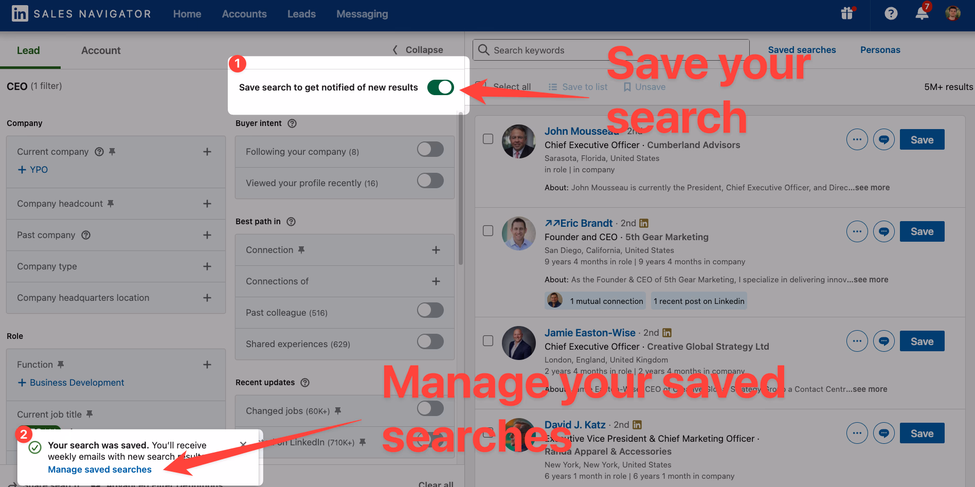 Save your lead search