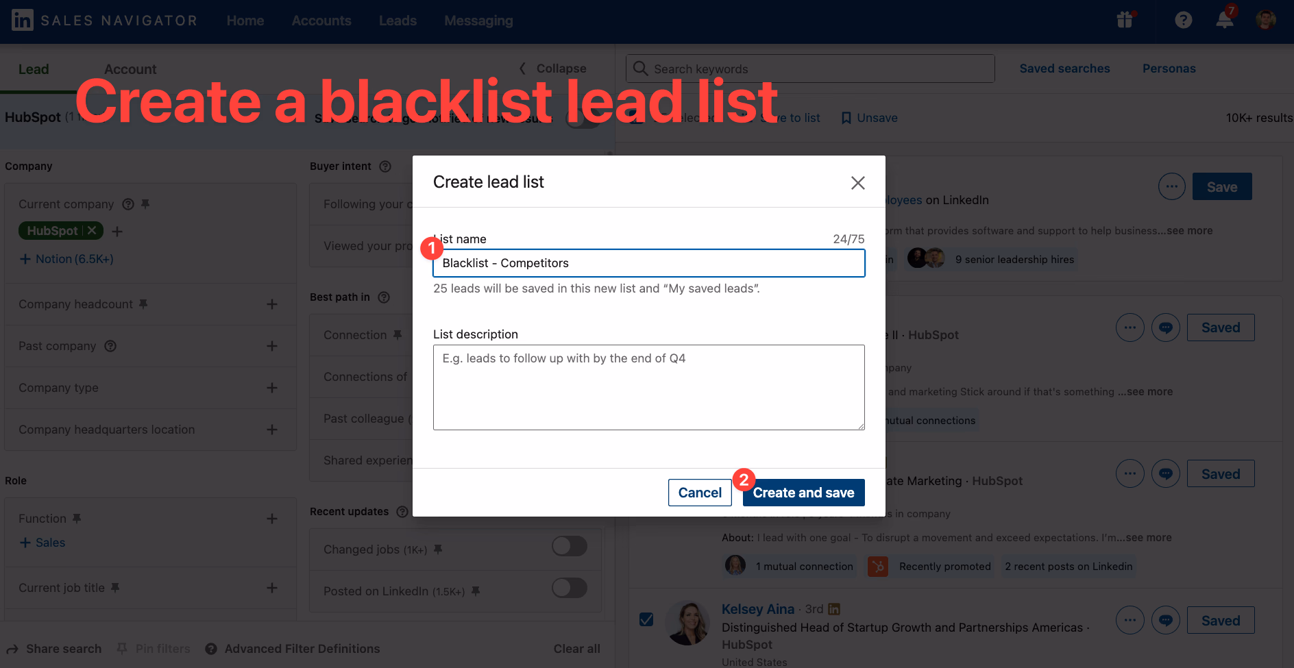 Create a blacklist lead list
