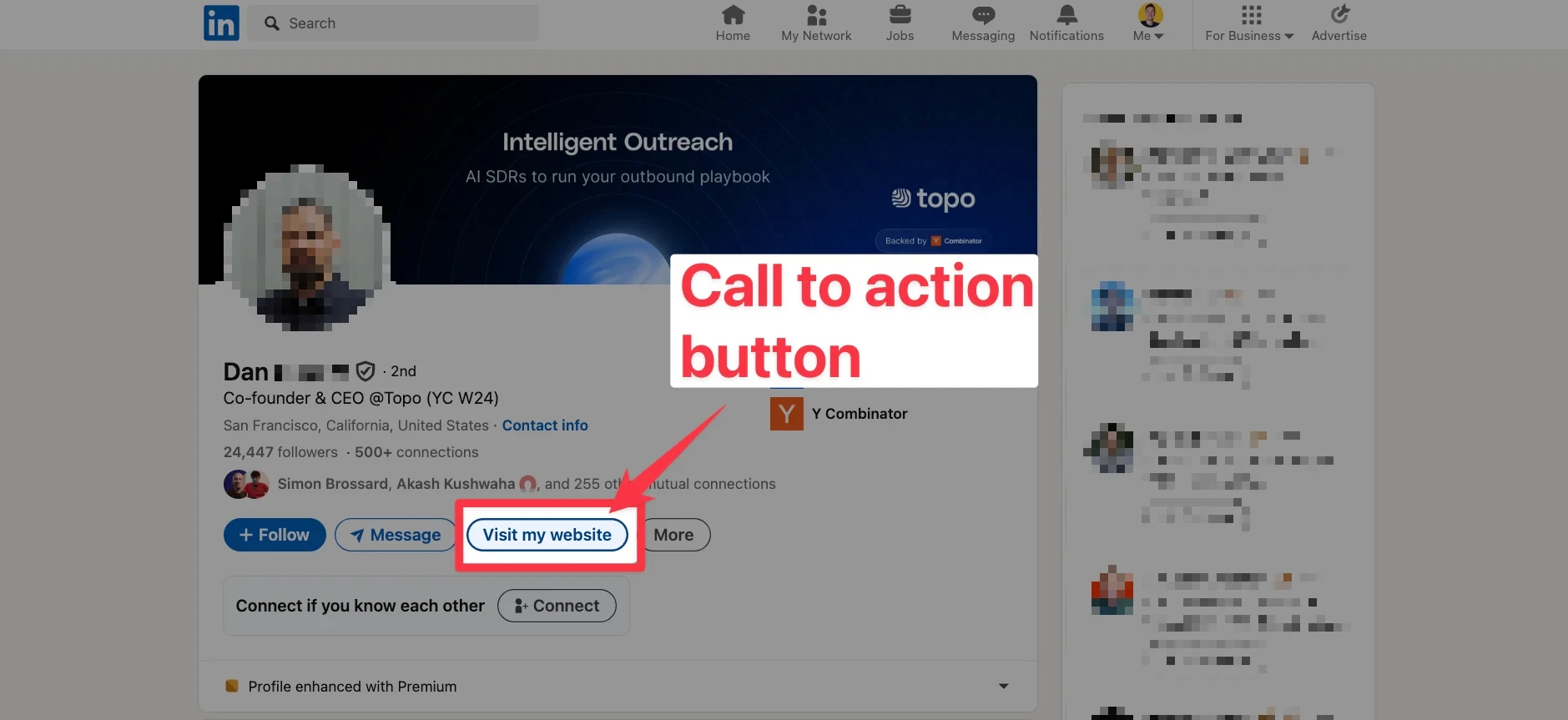 Premium Custom Button on LinkedIn