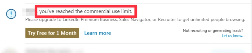 LinkedIn Commercial use limit