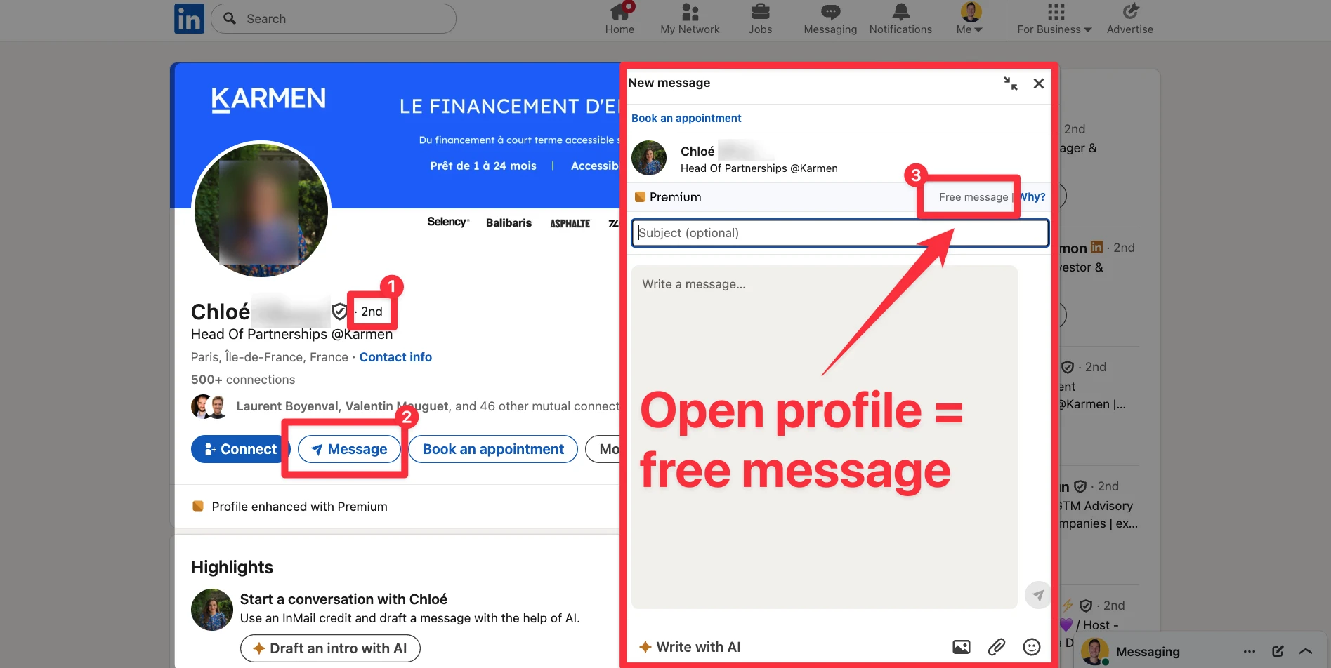 Open profile on LinkedIn