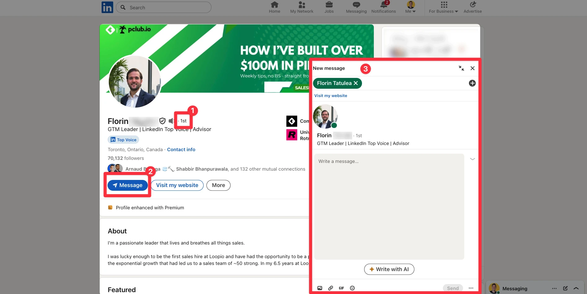 Send LinkedIn message