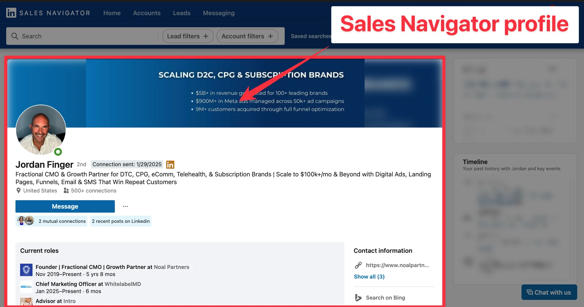 LinkedIn Sales Navigator profile