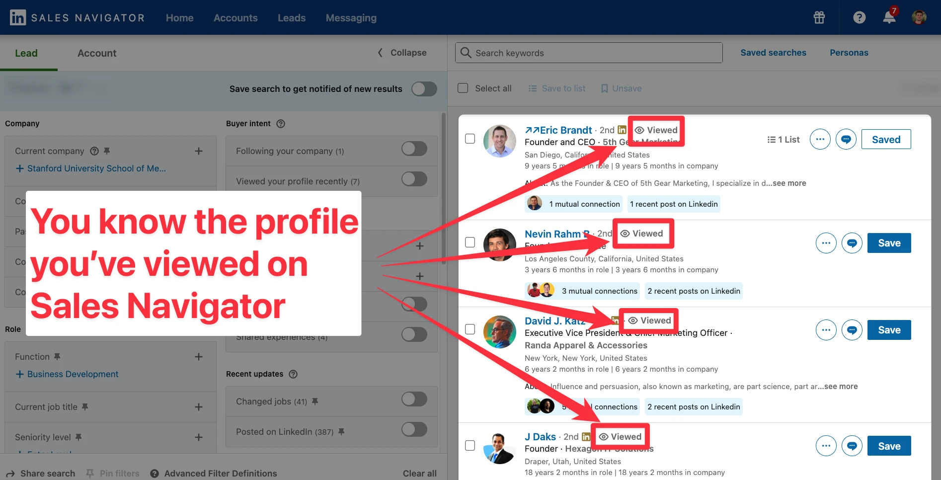 Profile viewed on LinkedIn Sales Navigator