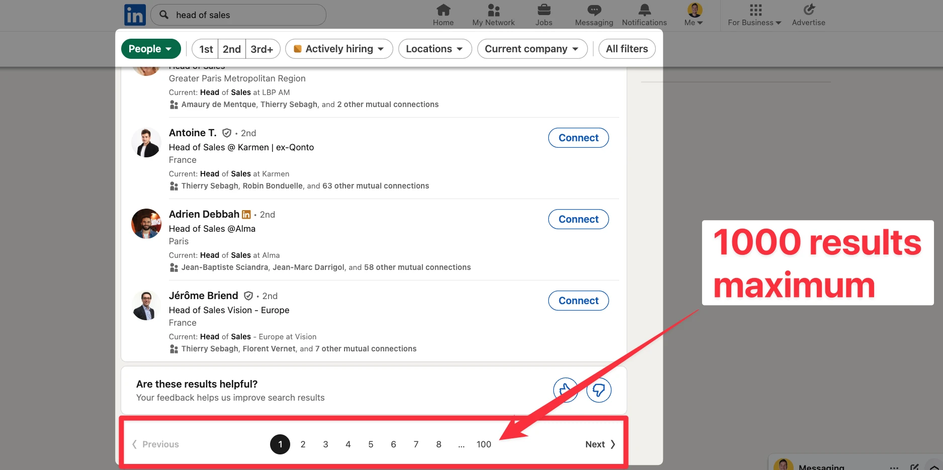 LinkedIn search limit