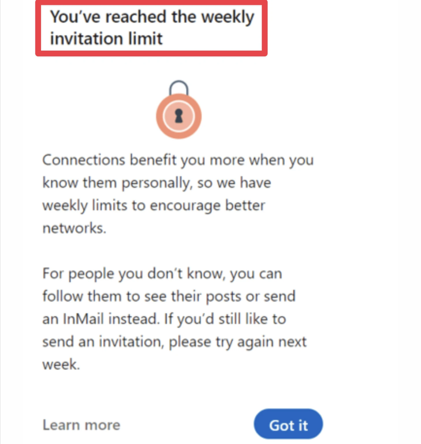LinkedIn limitations