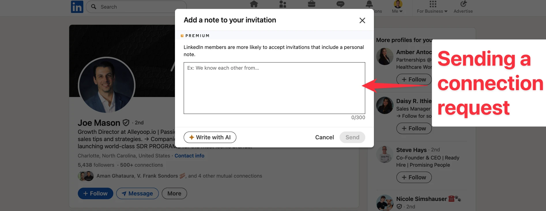 Send connection request on LinkedIn