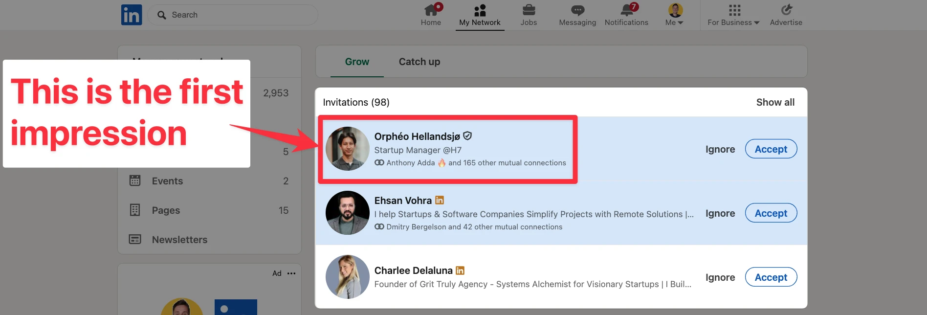 Connection requests on LinkedIn