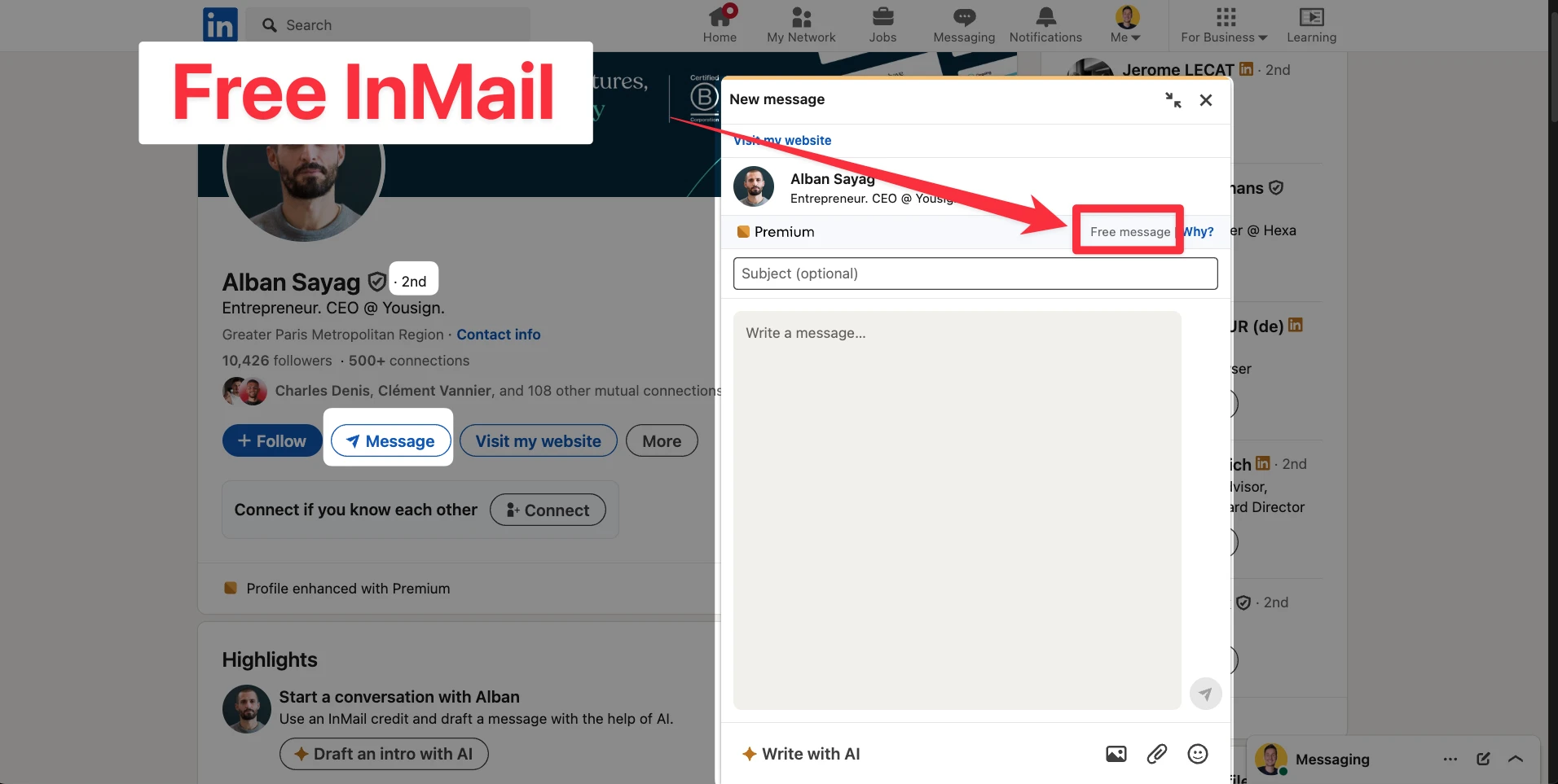 How to send free InMail on LinkedIn