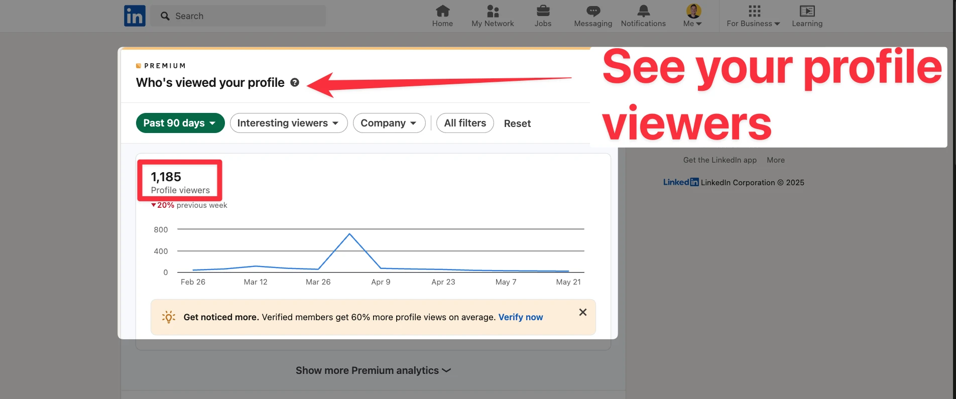 Profile viewers page on LinkedIn
