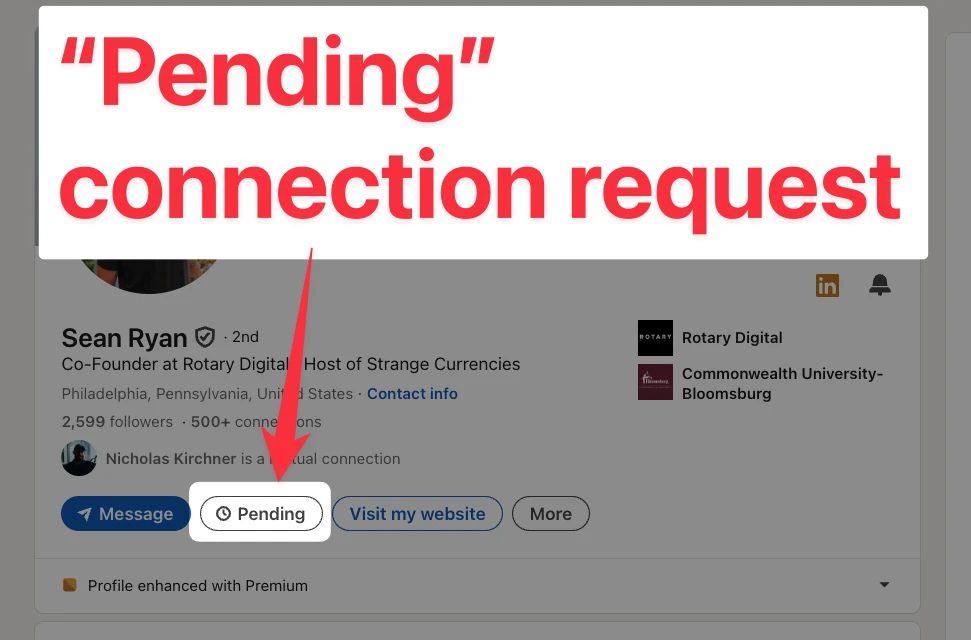 Pending connection request