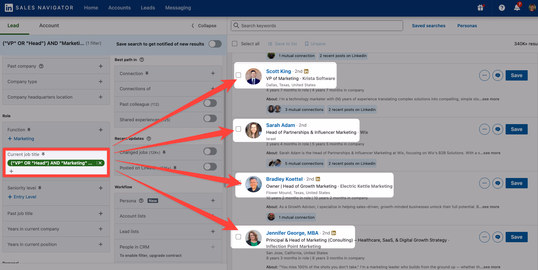How to use boolean operators in LinkedIn Sales Navigator