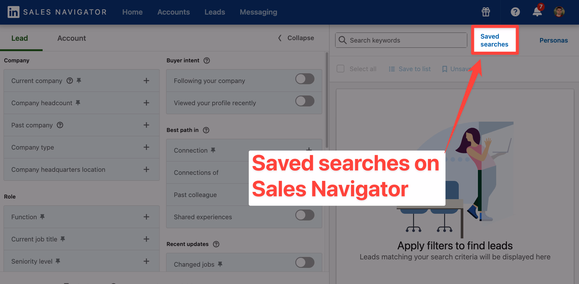 How to use LinkedIn Sales Navigator saved searches