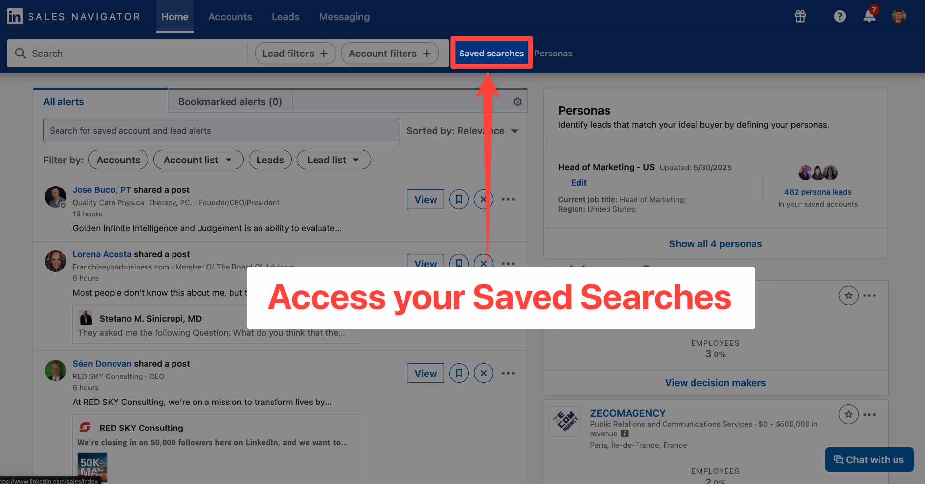 Saved Searches in LinkedIn Sales Navigator