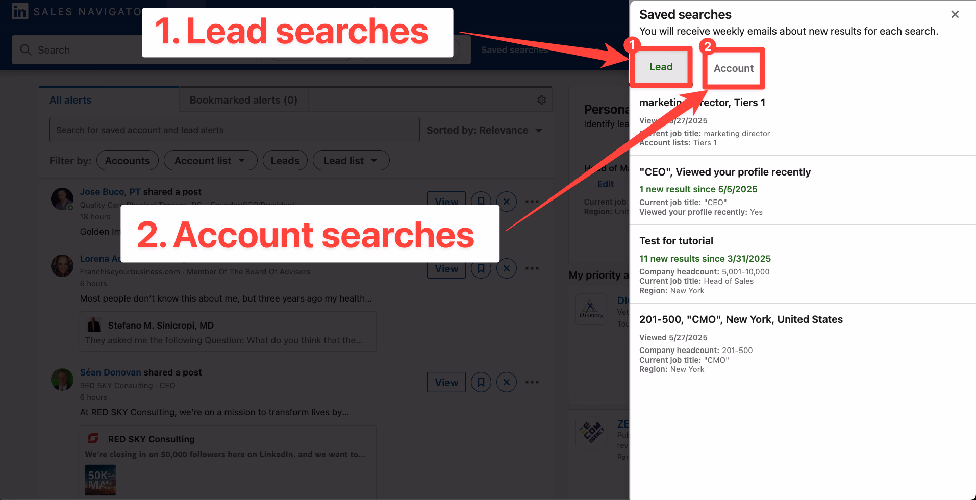 Lead and account searches in LinkedIn Sales Navigator