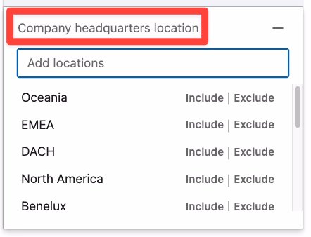 Company headquarters location on LinkedIn Sales Navigator