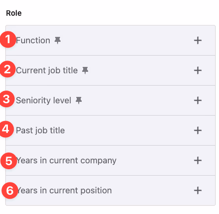 Role filters on LinkedIn Sales Navigator