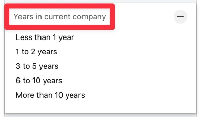 Years in current company filter on LinkedIn Sales Navigator