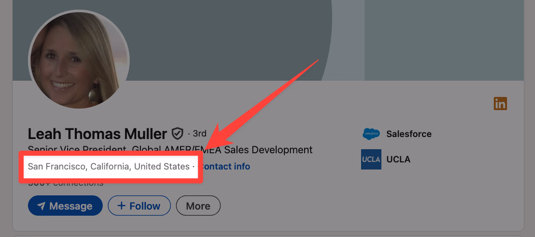 Location of lead on LinkedIn