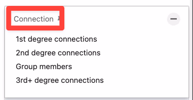 Connection filter on LinkedIn Sales Navigator