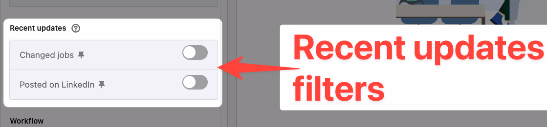 Recent updates filters on LinkedIn Sales Navigator