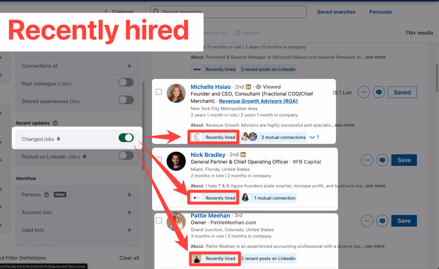 Changed jobs filter on LinkedIn Sales Navigator