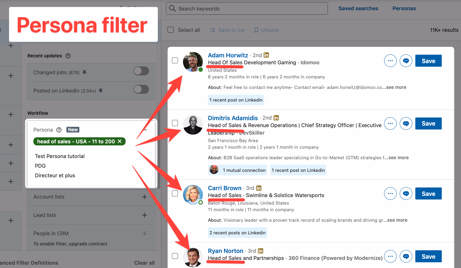 Persona filter on LinkedIn Sales Navigator