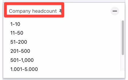 Company headcount filters on LinkedIn Sales Navigator