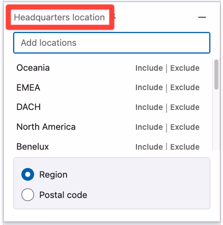 Headquarters location filter on LinkedIn Sales Navigator