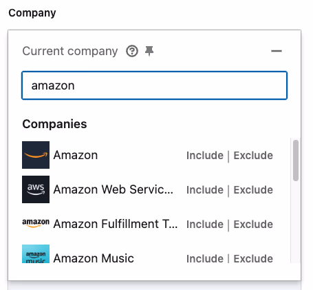 Current company filter on LinkedIn Sales Navigator
