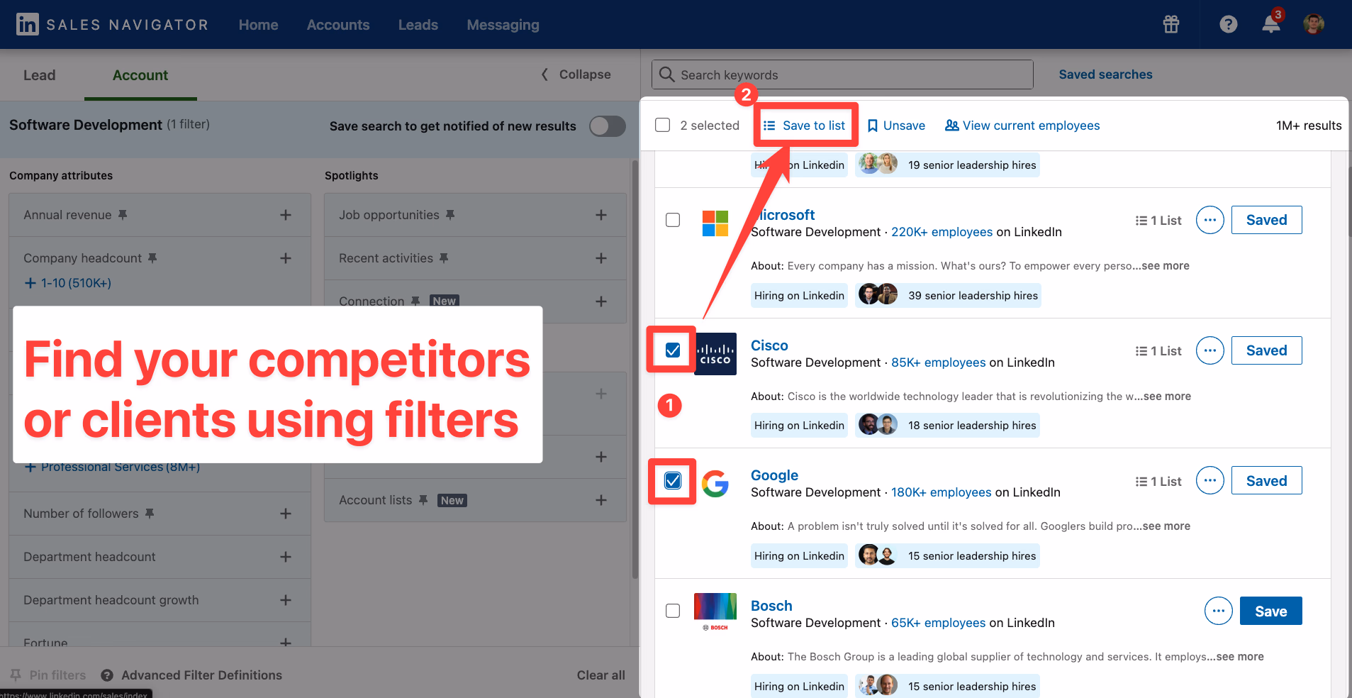 How to find competitors or clients accounts on LinkedIn Sales Navigator