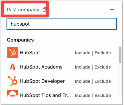 Past company filter on LinkedIn Sales Navigator