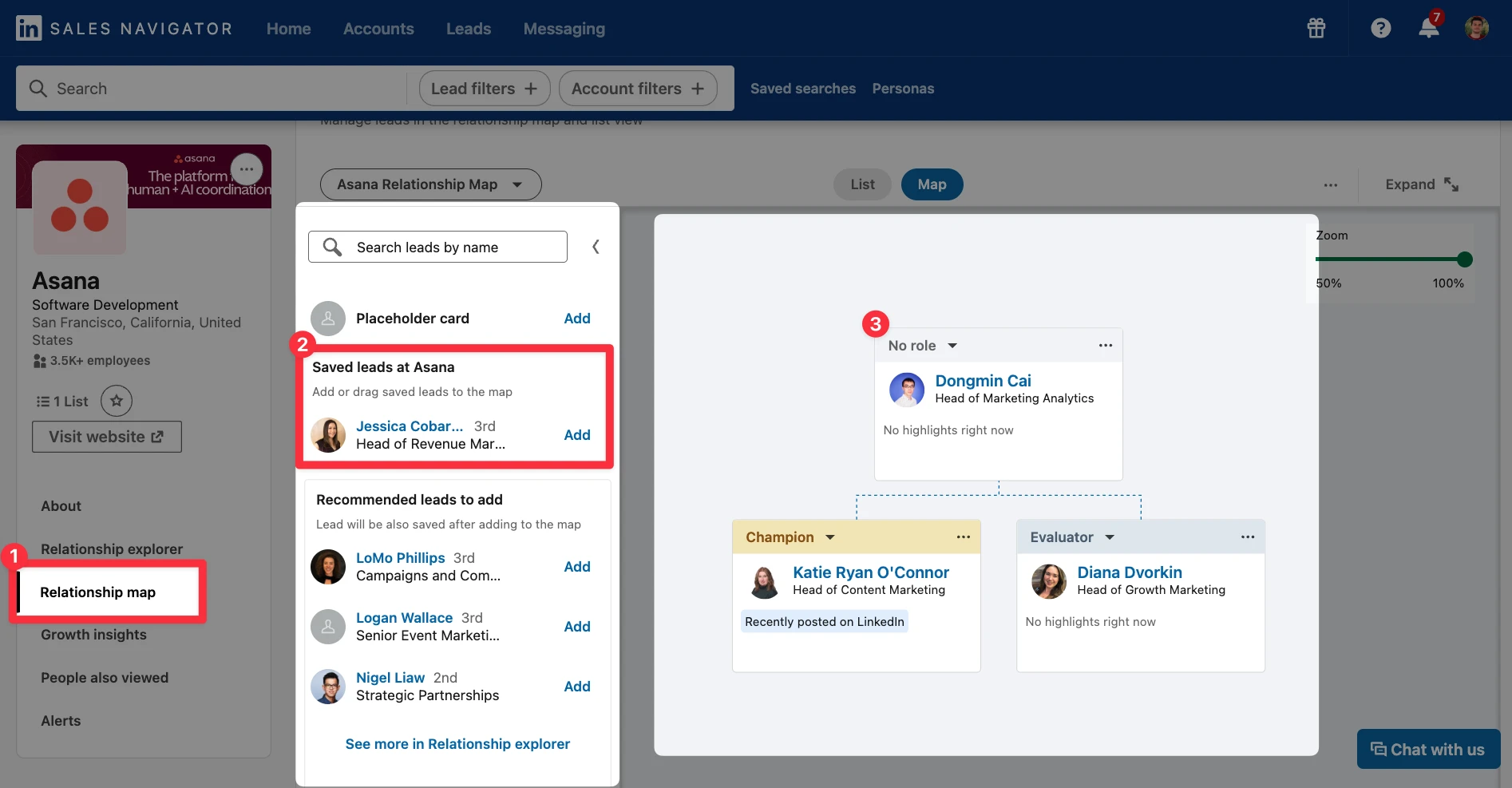 Relationship map in LinkedIn Sales Navigator