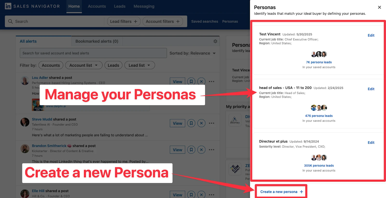 How to create a new Persona in LinkedIn Sales Navigator