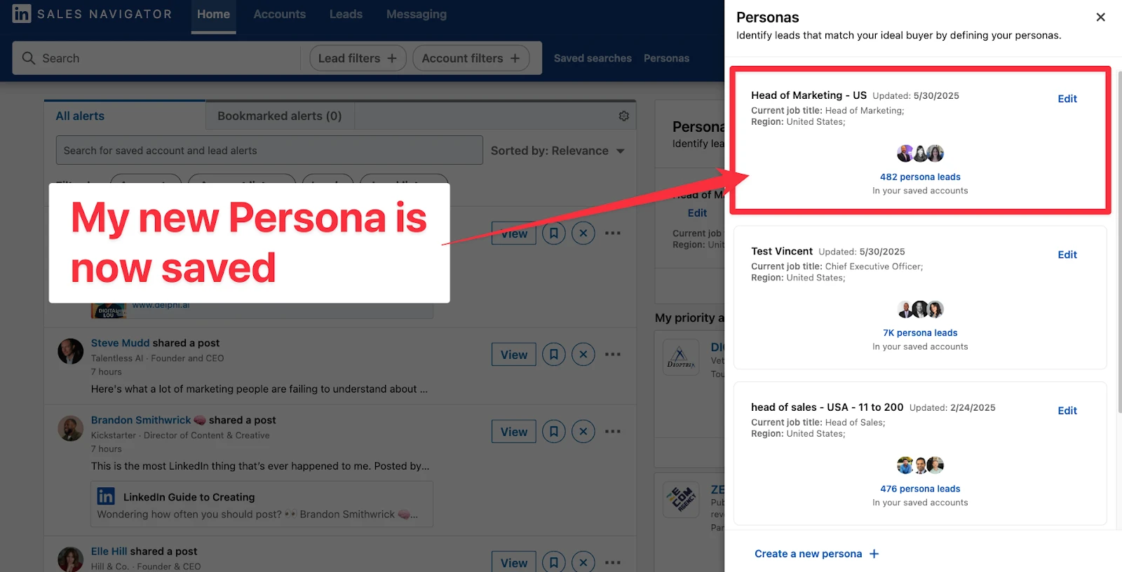 New Persona saved in LinkedIn Sales Navigator