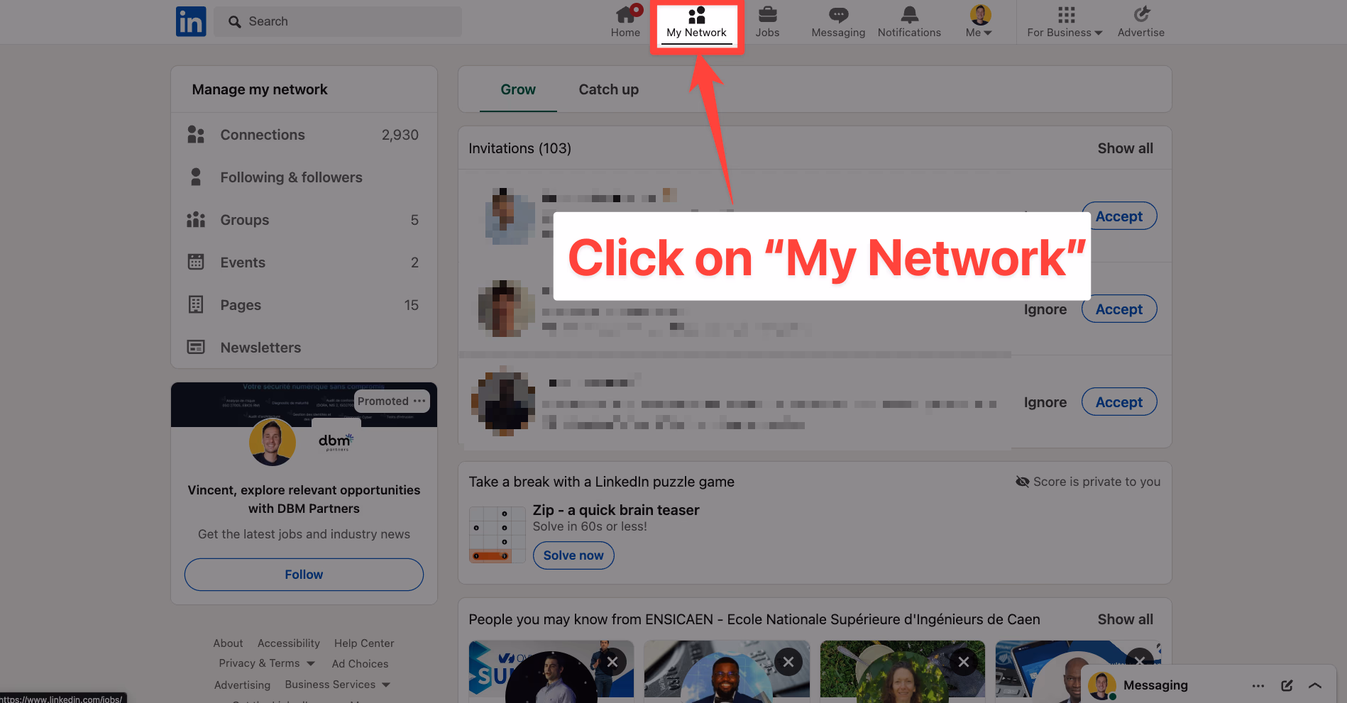 How to access My Network on LinkedIn