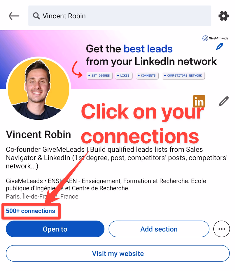 Access your 1st-degree connections on your LinkedIn app