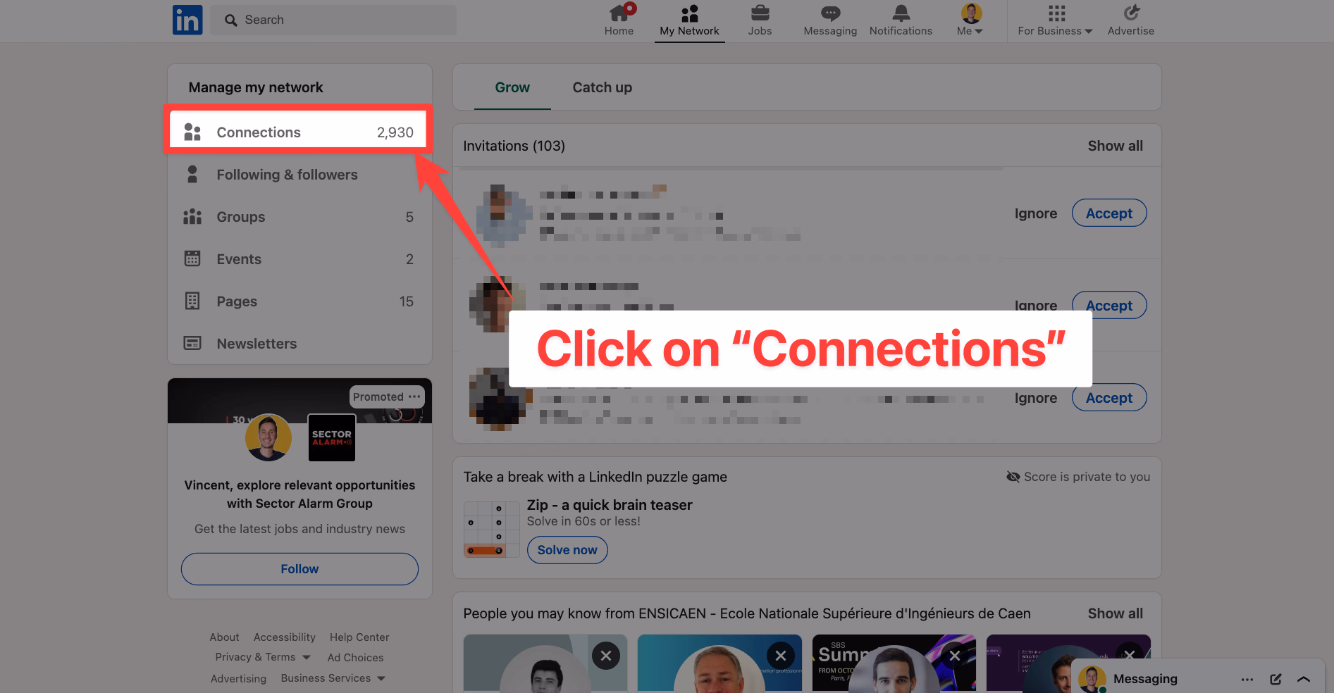 How to access connections on LinkedIn