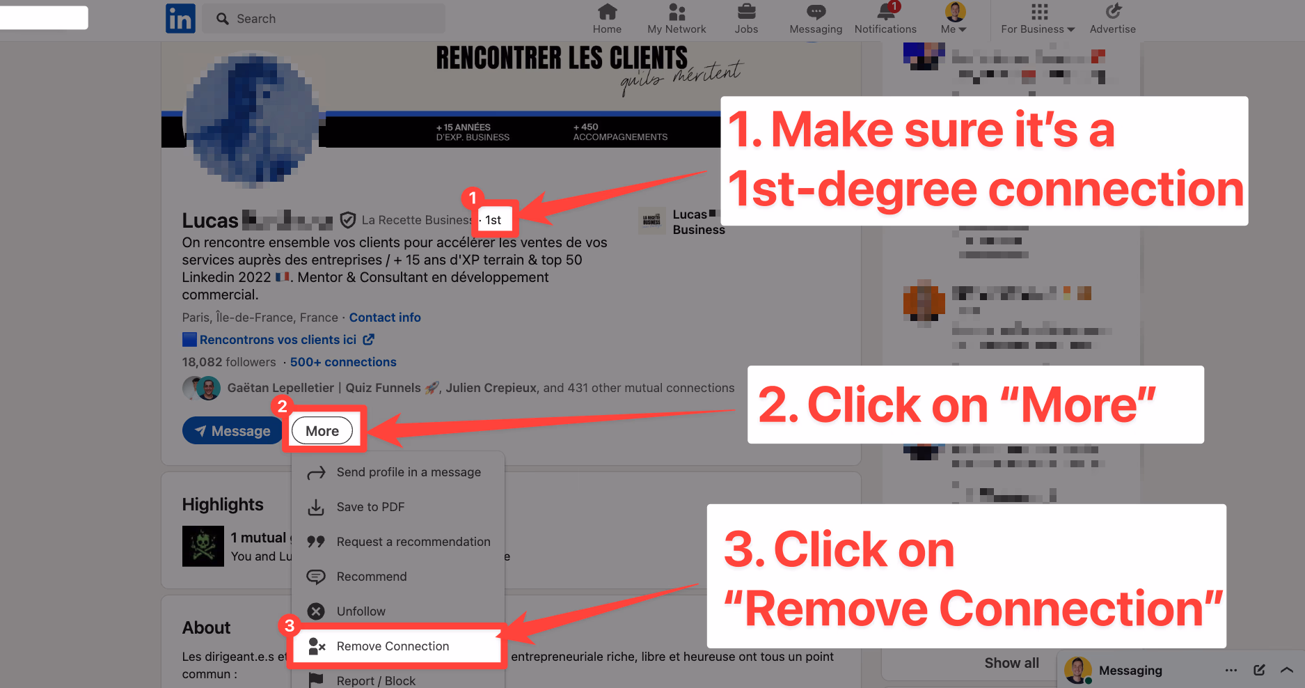How to remove a single LinkedIn connection
