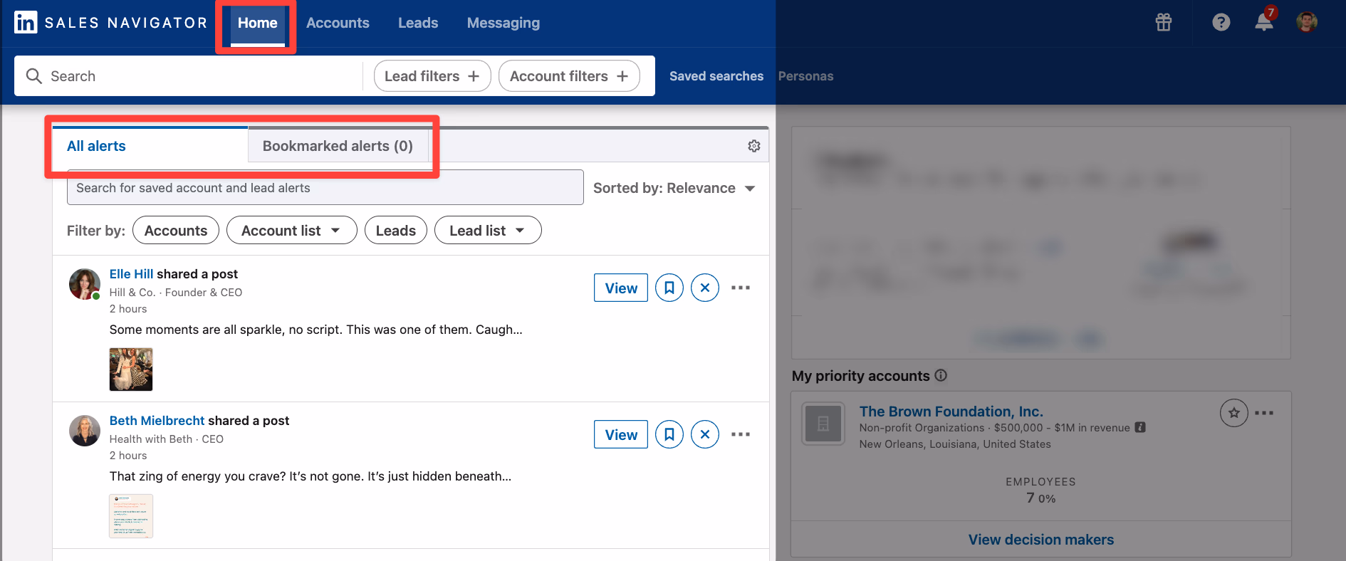 Where are Alerts on Sales Navigator
