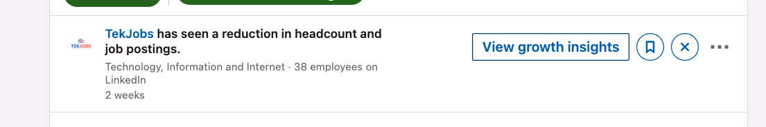 Account Slowing Growth alert on LinkedIn Sales Navigator