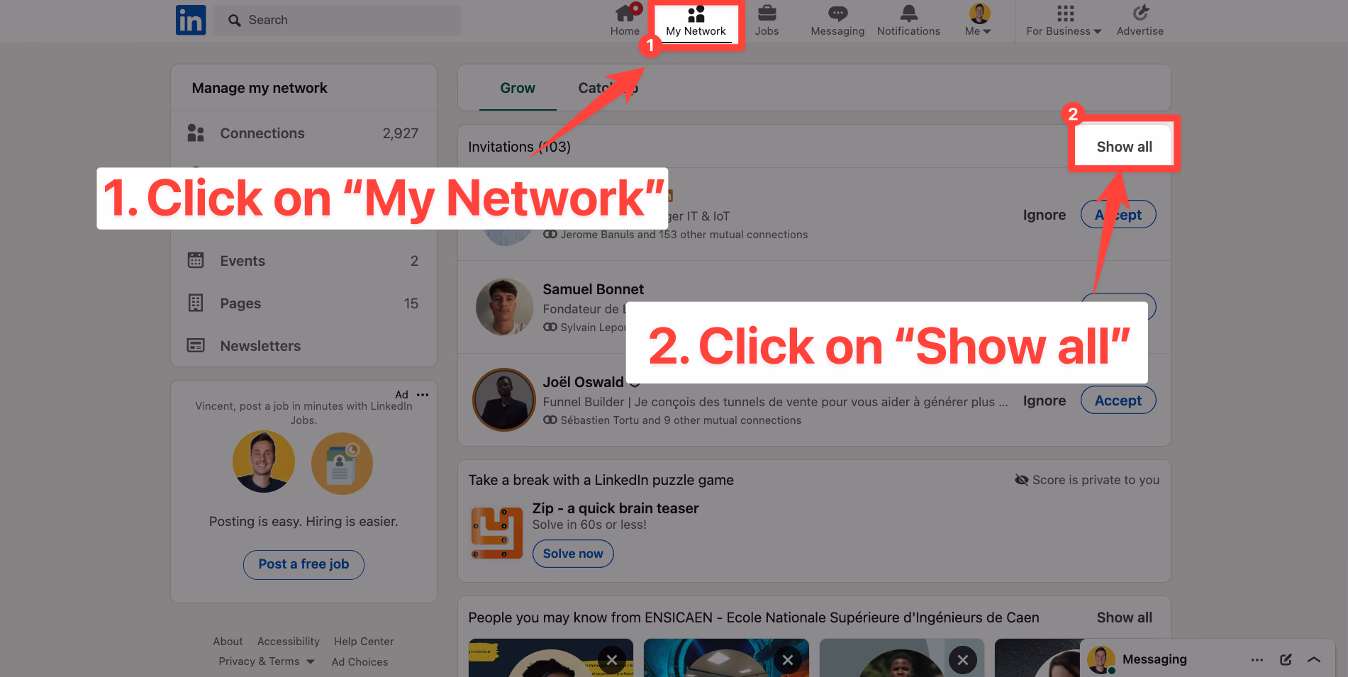 Check your sent connections on LinkedIn