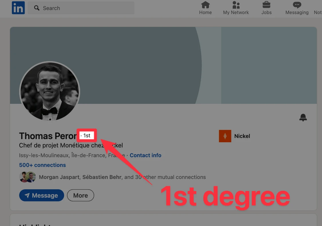 1st degree connection on LinkedIn