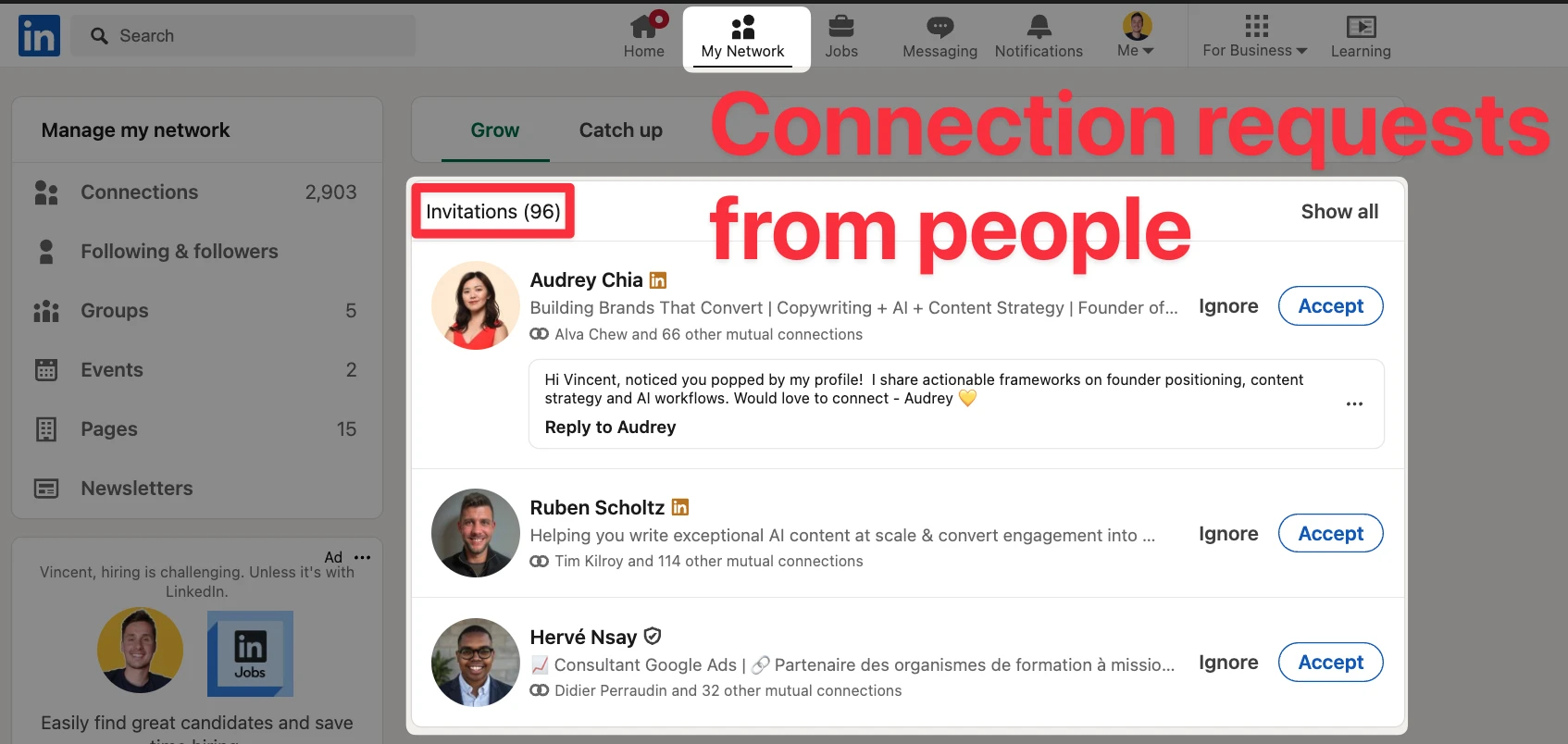 How to see your connection requests