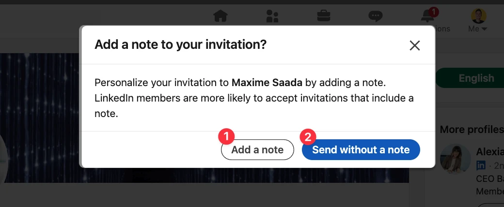 How to send a connection request on LinkedIn, with a note or not