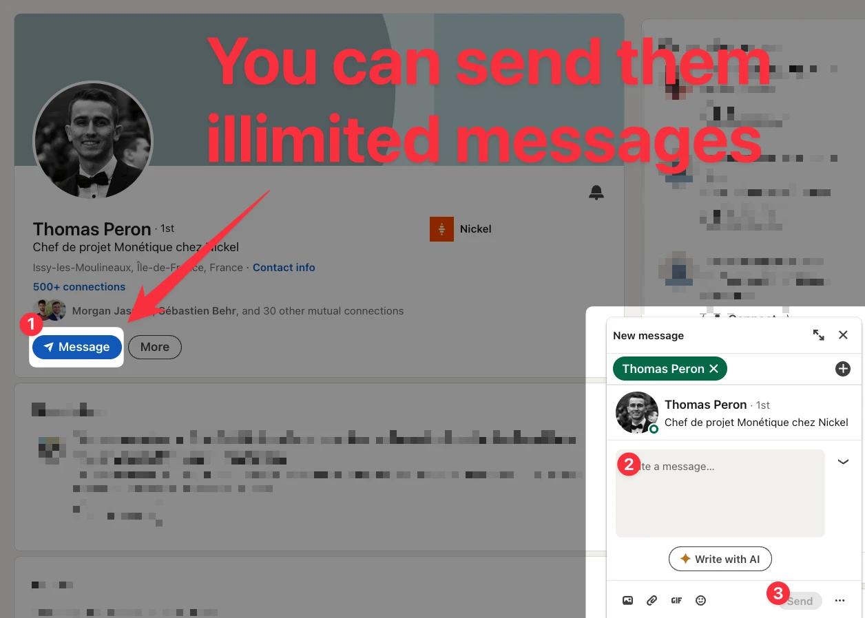 You can send unlimited messages to your 1st degree connection